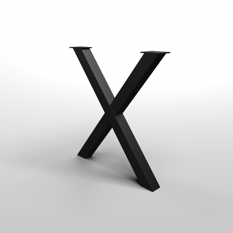 Tischset aus Stahl mit X-Beinen