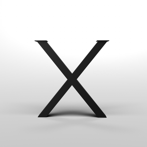 Tischset aus Stahl mit X-Beinen