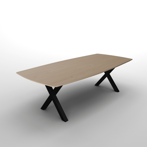 Tischset aus Stahl mit X-Beinen